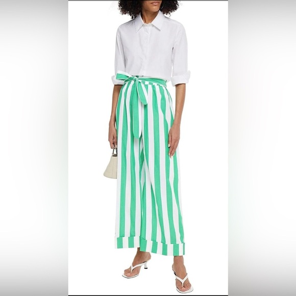 Sasha Belted Striped Organic Cotton Wide-Leg Pants Mara Hoffman - S - Picture 5 of 8